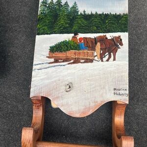 Hand-Painted Wooden Sled musical Decor plays oh Christmas tree!